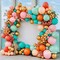Pastel Balloon Arch Garland Kit – Double-Stuffed Pink, Orange, Teal, Blue, Green, Light Baby Pink, Peach, and Gold Balloons for Tropical Flamingo, Hawaiian Birthday, Baby Shower, and Party Decorations